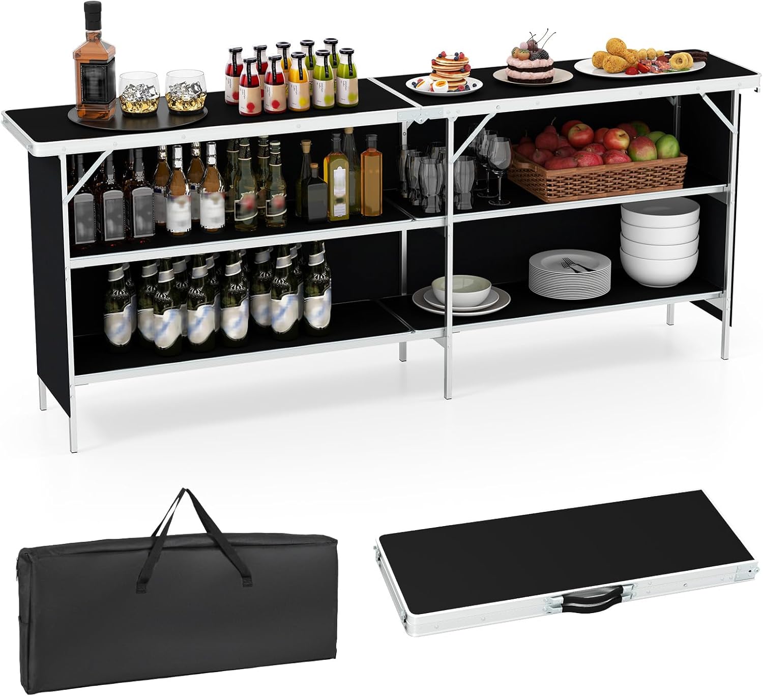 KOMFOTTEU Table De Camping Pliante En HDPE Robuste – Table Pique-Nique Carrée Métal, Charge 150kg, Sangles Transport, 86x86x74cm Blanc Idéale Barbecue & Fête