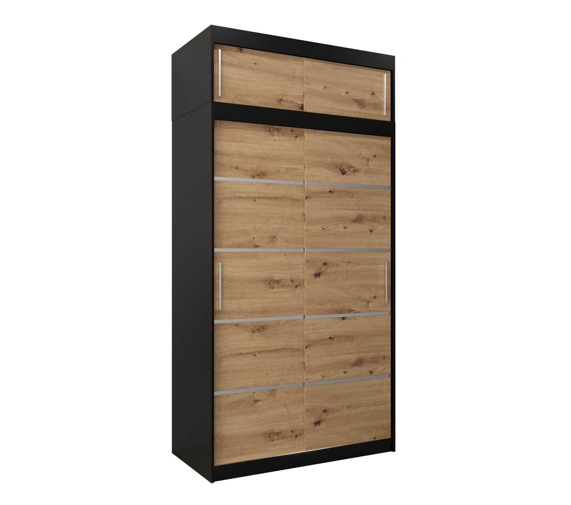 Szafa przesuwna z nadstawką garderoba Verona 1 120 x 62 x 240 cm Czarny + Artisan - Abiks Meble