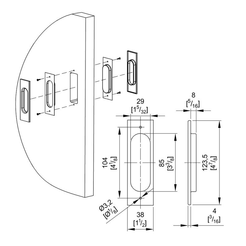 Lot de 2 poignées à encastrer ovales, acier finition noir - 5