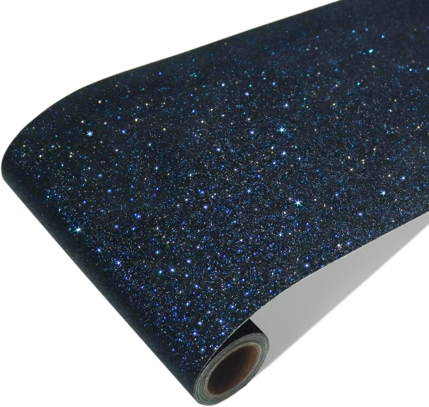 Tapeta samoprzylepna z niebieskim brokatem do salonu i sypialni – samoprzylepna tapeta meblowa z włókniny w stylu vintage – 40 cm x 200 cm