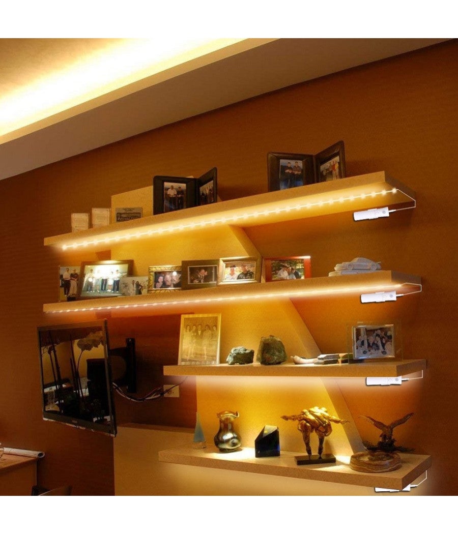 Trade Shop - Striscia Led Con Sensore Di Movimento Luce Bianca 6000k 1mt Armadi Letto - - 7