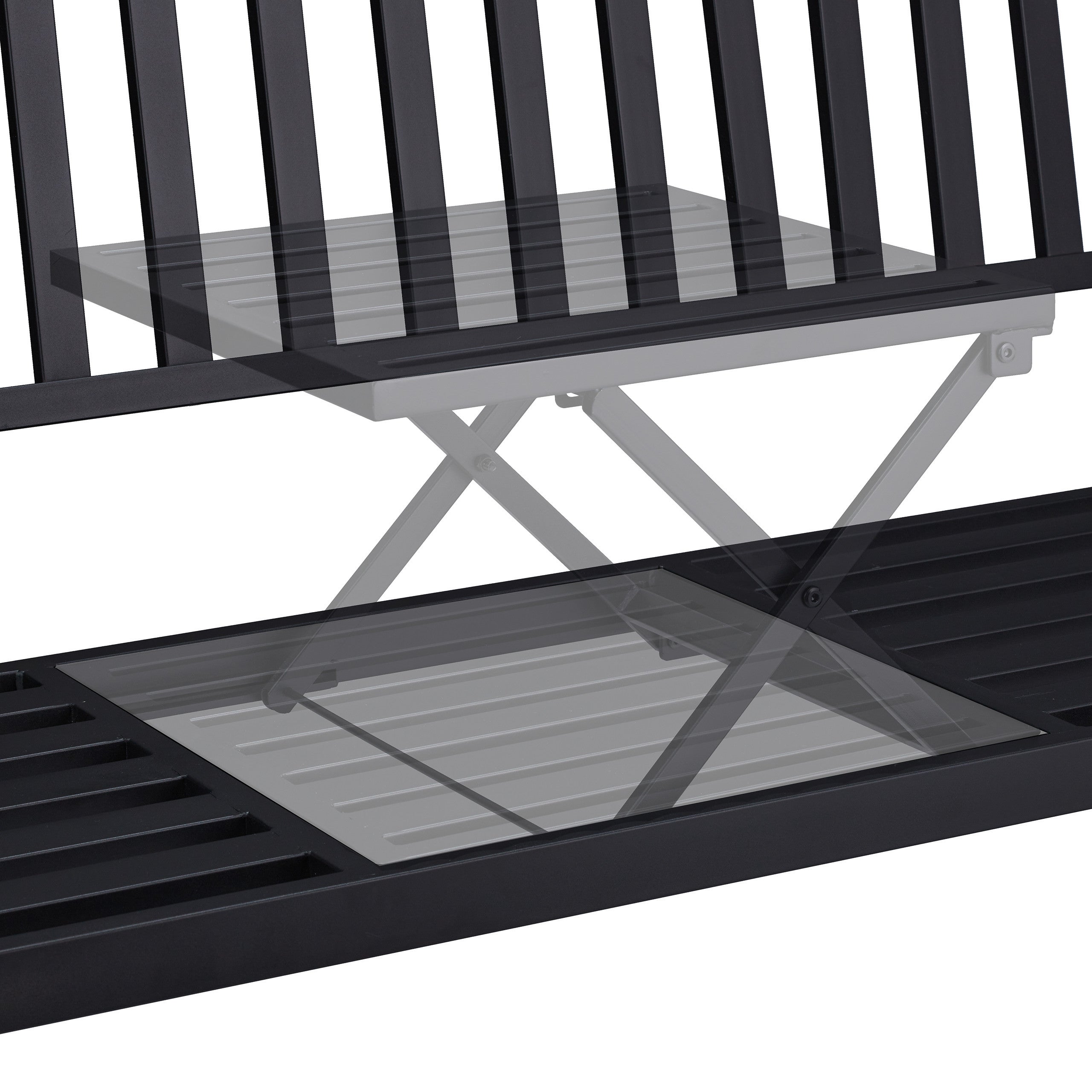 Banc de jardin avec table pliante, 3 places, solide, jardin, métal, balcon, HLP: 89 x 150 x 58,5 cm, noir, Relaxdays - 6