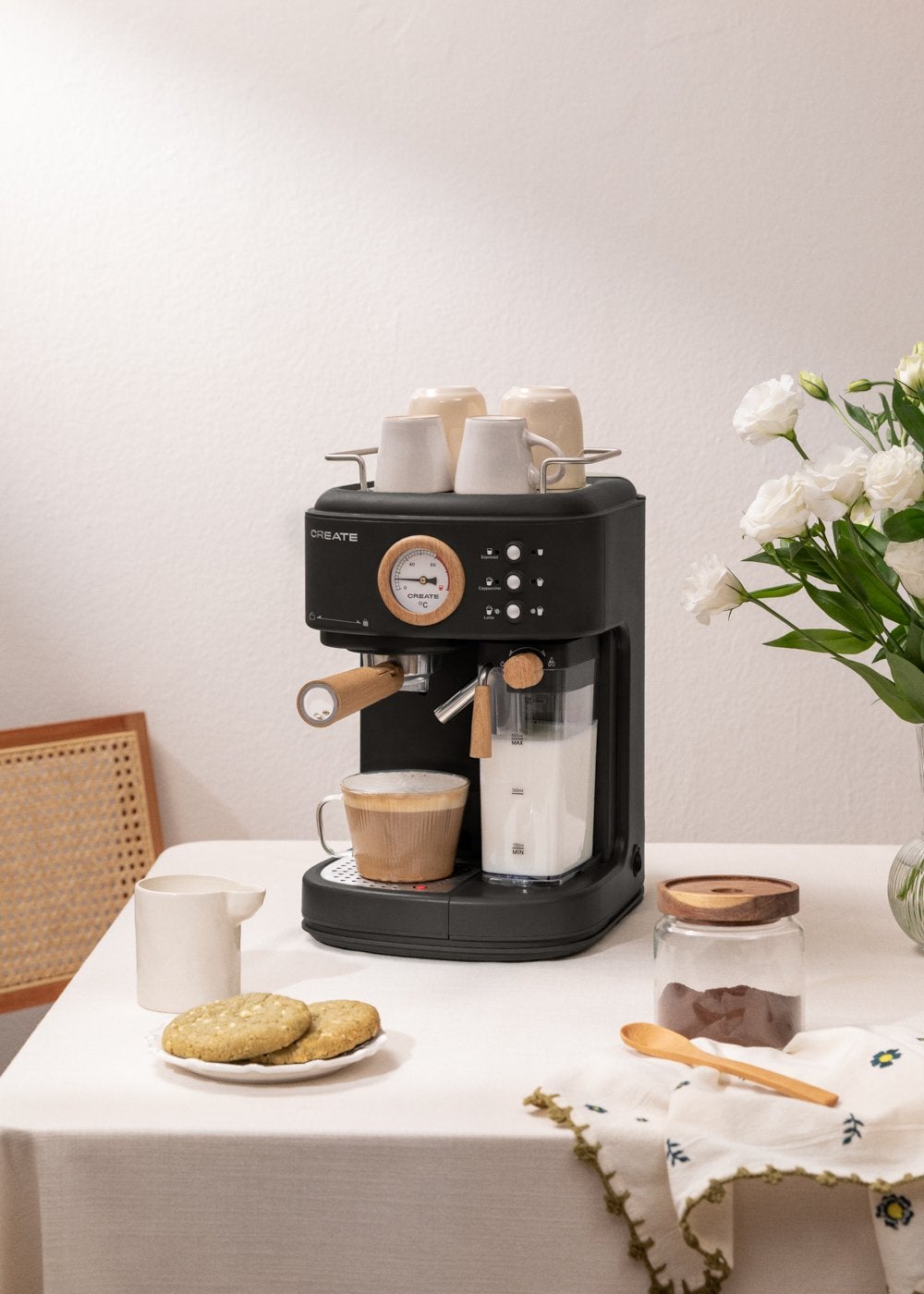 Machine à Expresso CREATE THERA CLASSIC 20 Bars - Semi-Automatique Avec Fonction Café Froid Et Buse Vapeur | 1,2L