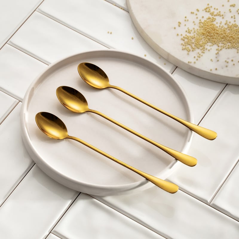 Zestaw STILO łyżeczek do latte złotych 3 szt. HOMLA