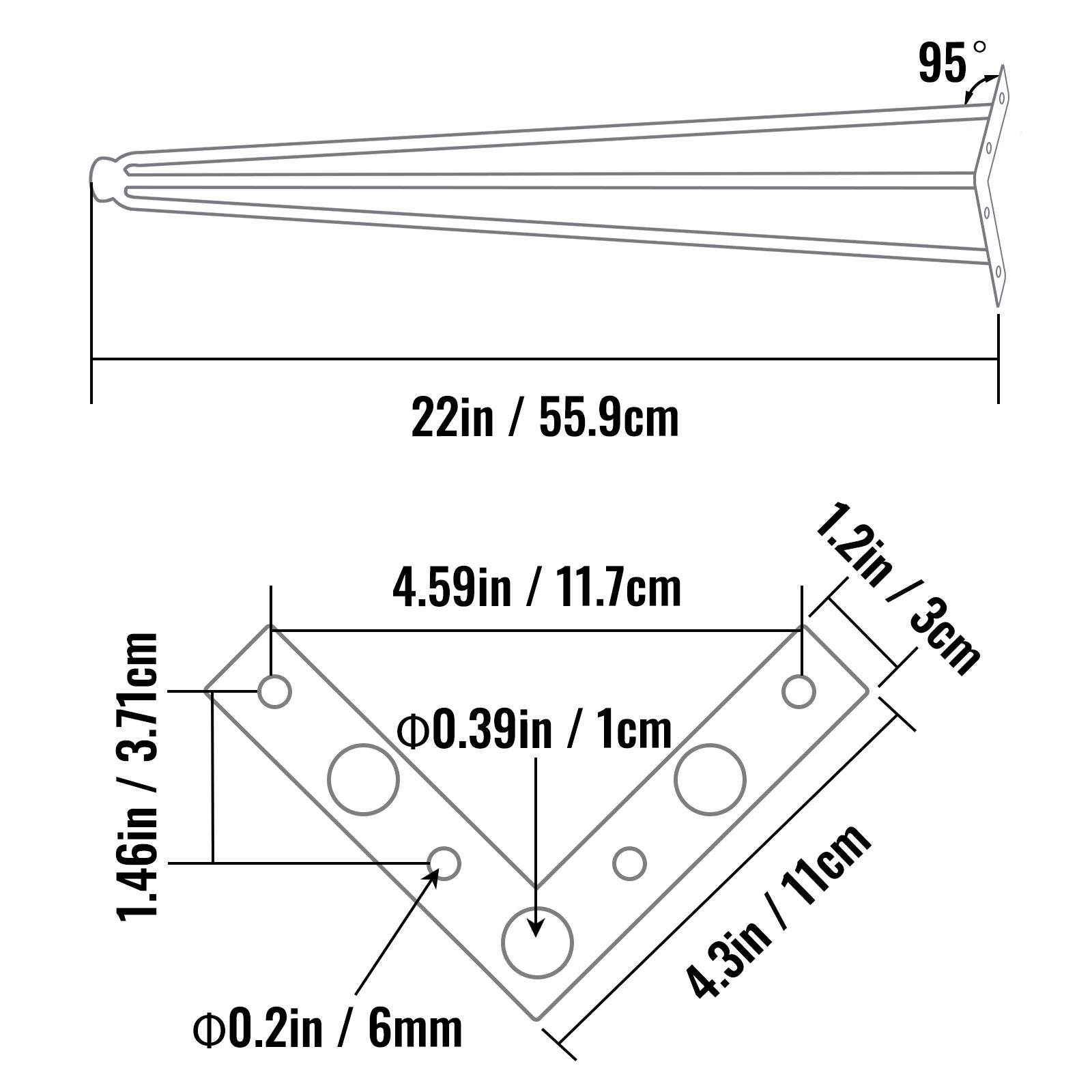 Set da 4 Piedini da Tavolo a Spillo SucceBuy Acciaio Nero 22 Pollici, Capacità 220 lb, Ideali per Tavoli da Pranzo e Panche Fai-da-Te - 2