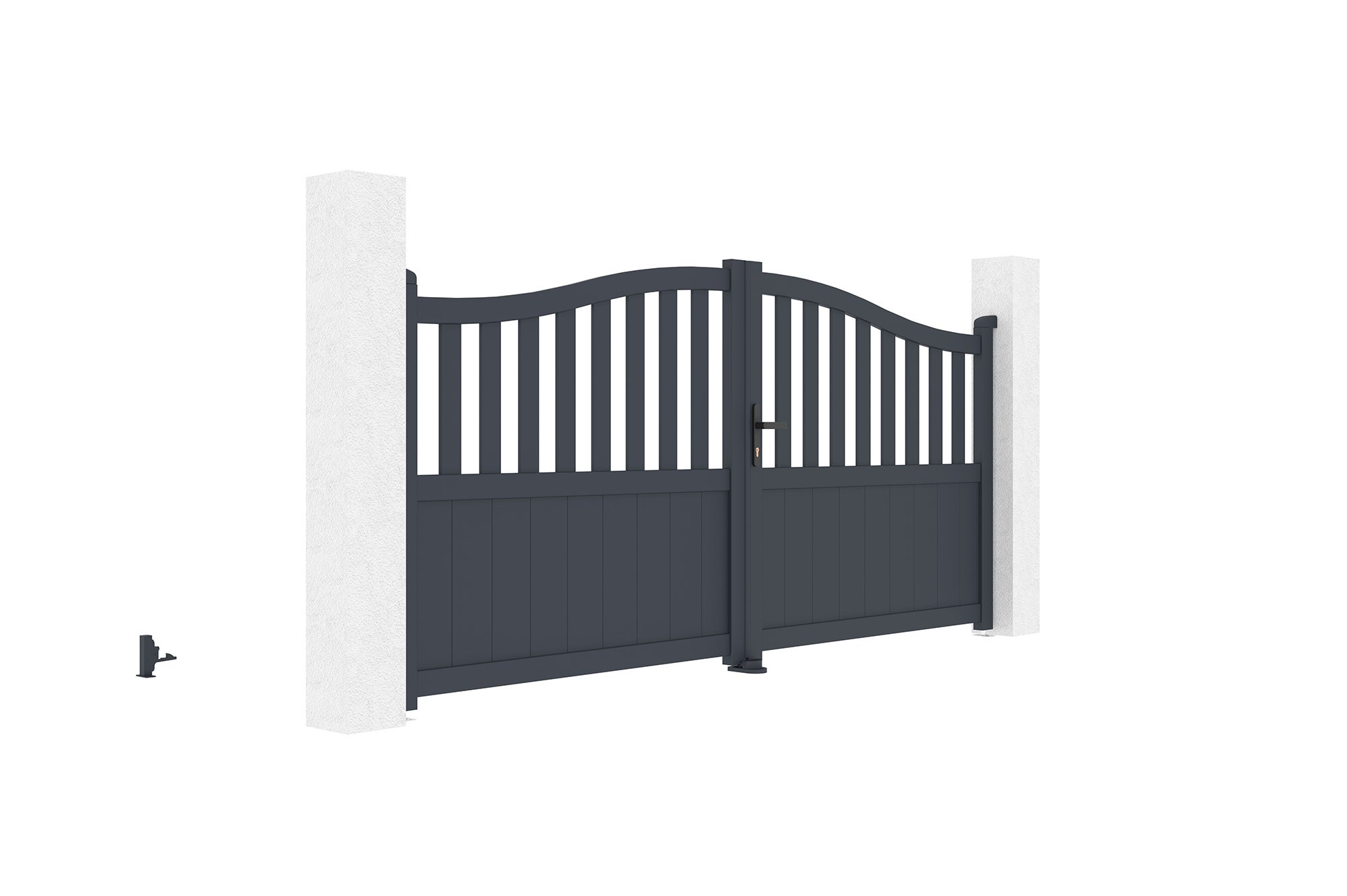 Portail battant 3m MEIJE H.140cm aluminium gris - 4