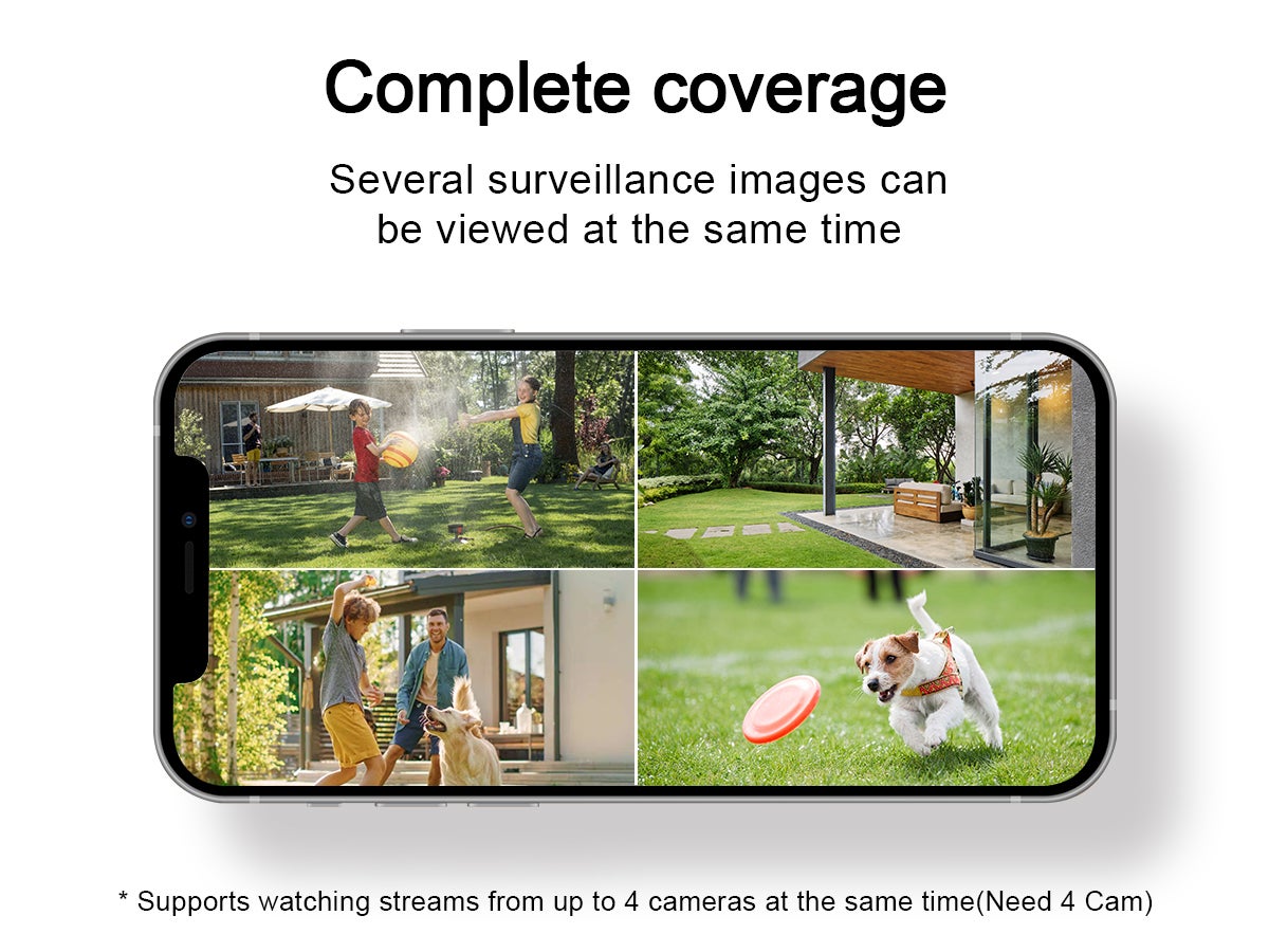 Kit de Caméras de Surveillance Extérieures, Caméra Solaire WiFi Extérieure, sans Abonnement, Surveillance Humaine, 360° PTZ,4 Caméras +Station de Base - 5