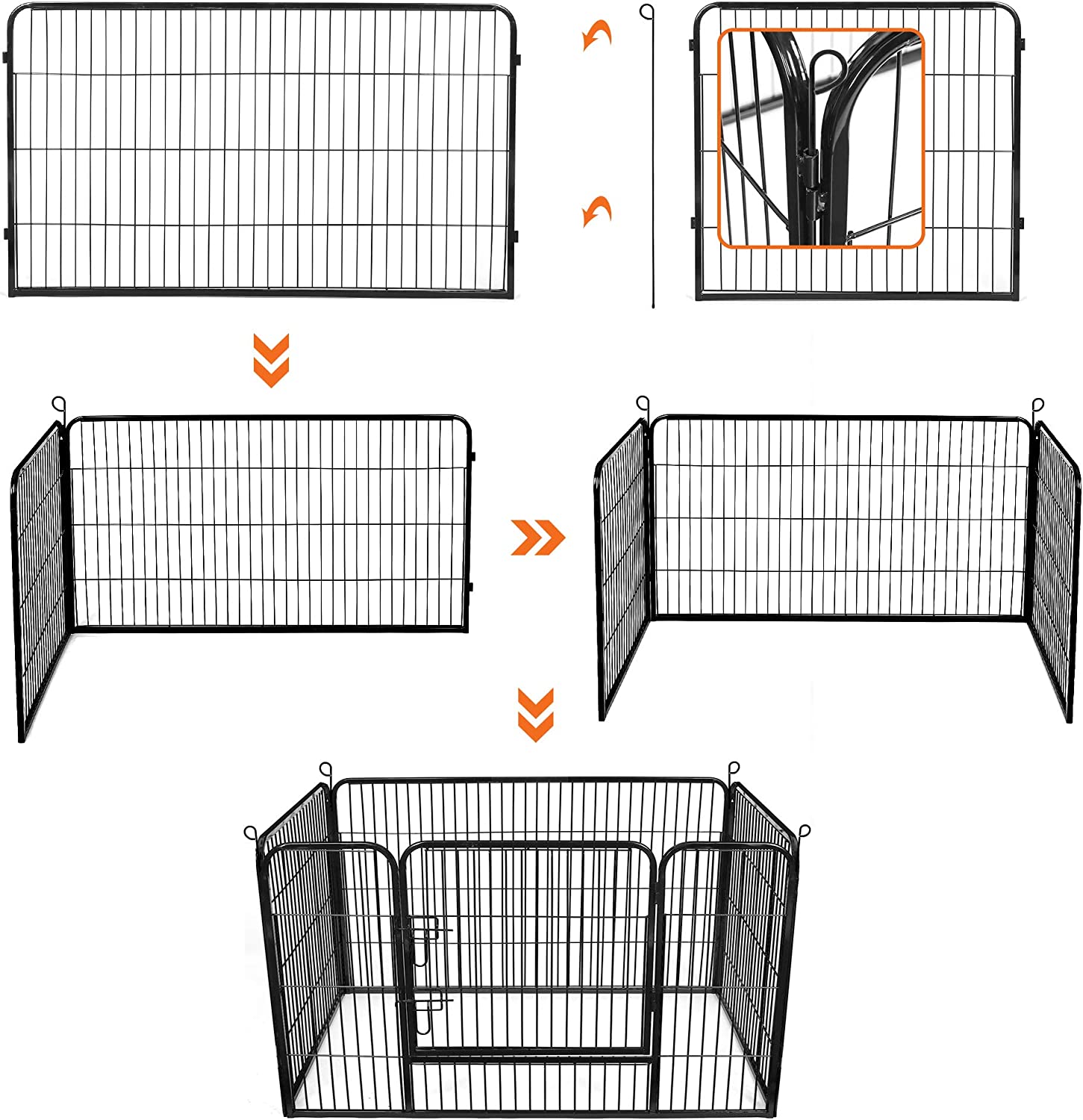 Jaula para perros de metal con una puerta - 122x80x70 cm, apta para interior y exterior, negro - 3
