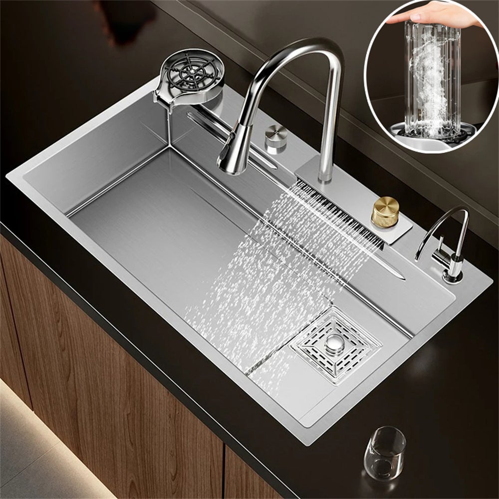 Fregadero De Cocina Invisible De Acero Inoxidable Negro Gunmetal Con Grifo Oculto Y Tubo De Dagüe - China Fregadero, Fregadero