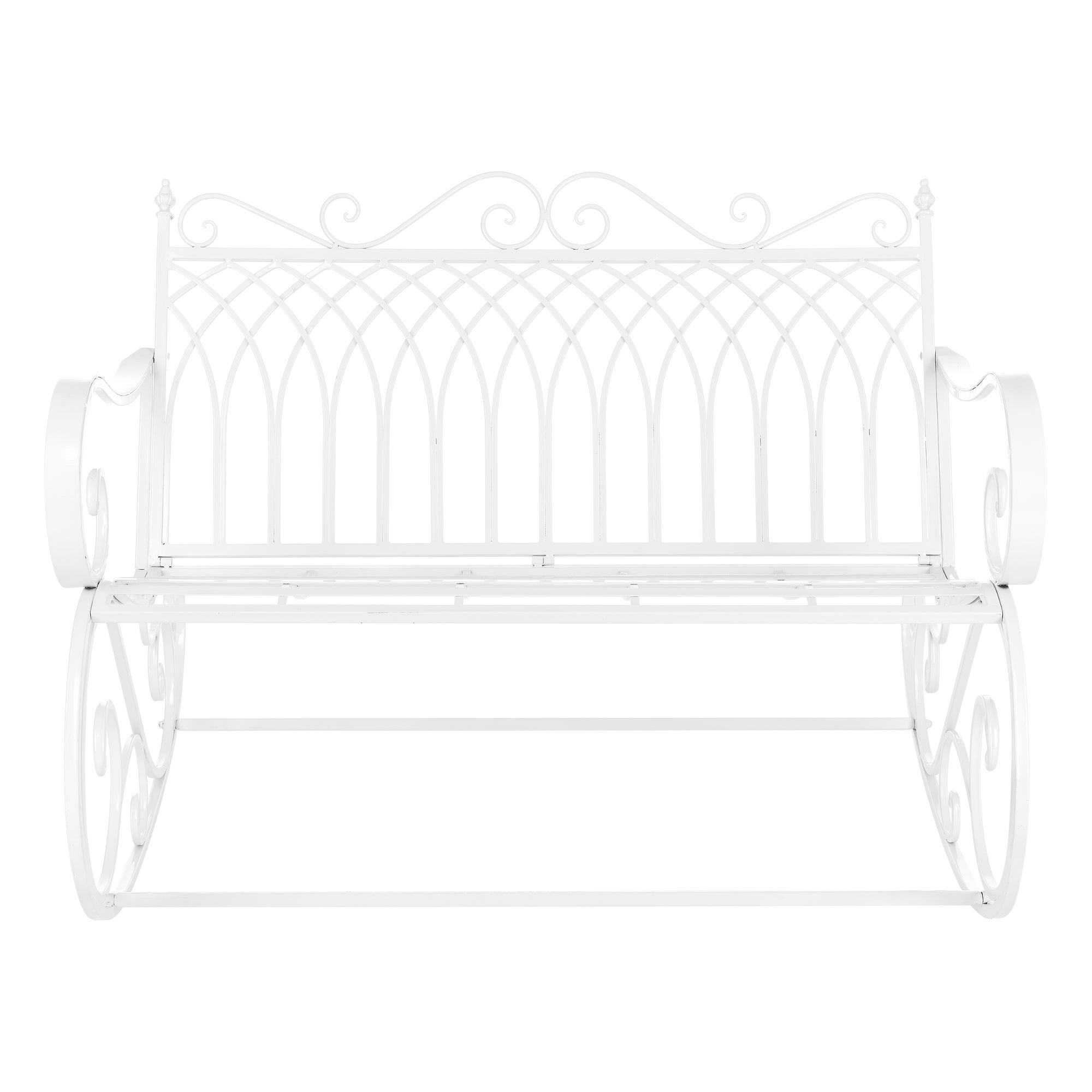 Panca a Dondolo Greenough da Giardino Vintage in Metallo 85 x 113 x 95 cm - Bianco [en.casa] - 2