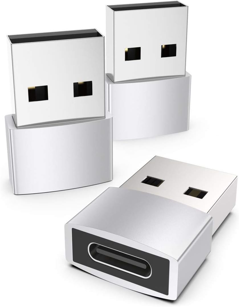 3-pak srebrnych adapterów USB C do USB kompatybilnych z iPhone 13 12 Pro Max iPad Air 6 Apple Watch Series 7 AirPods 3 Samsung Galaxy