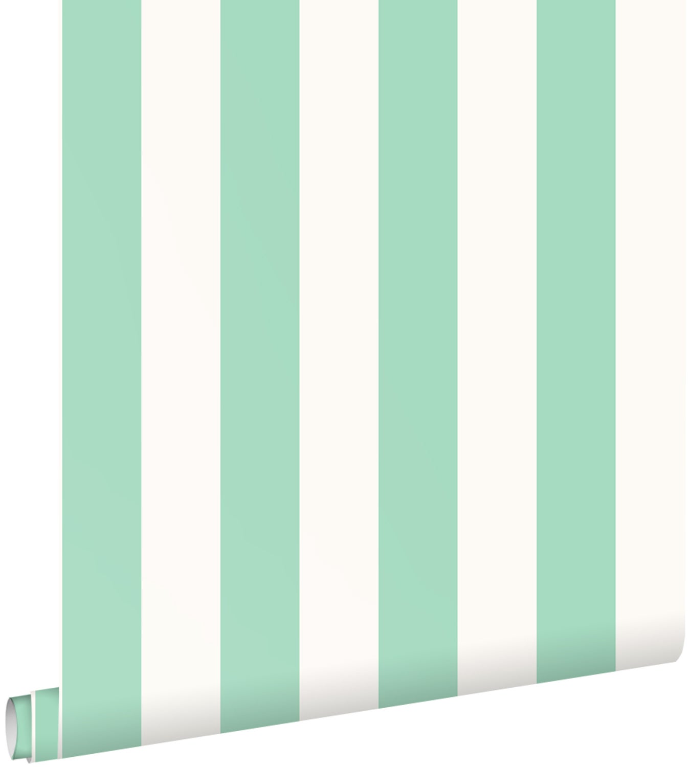 Papel pintado rayas menta verde y blanco - 50 x 900 cm - estahome