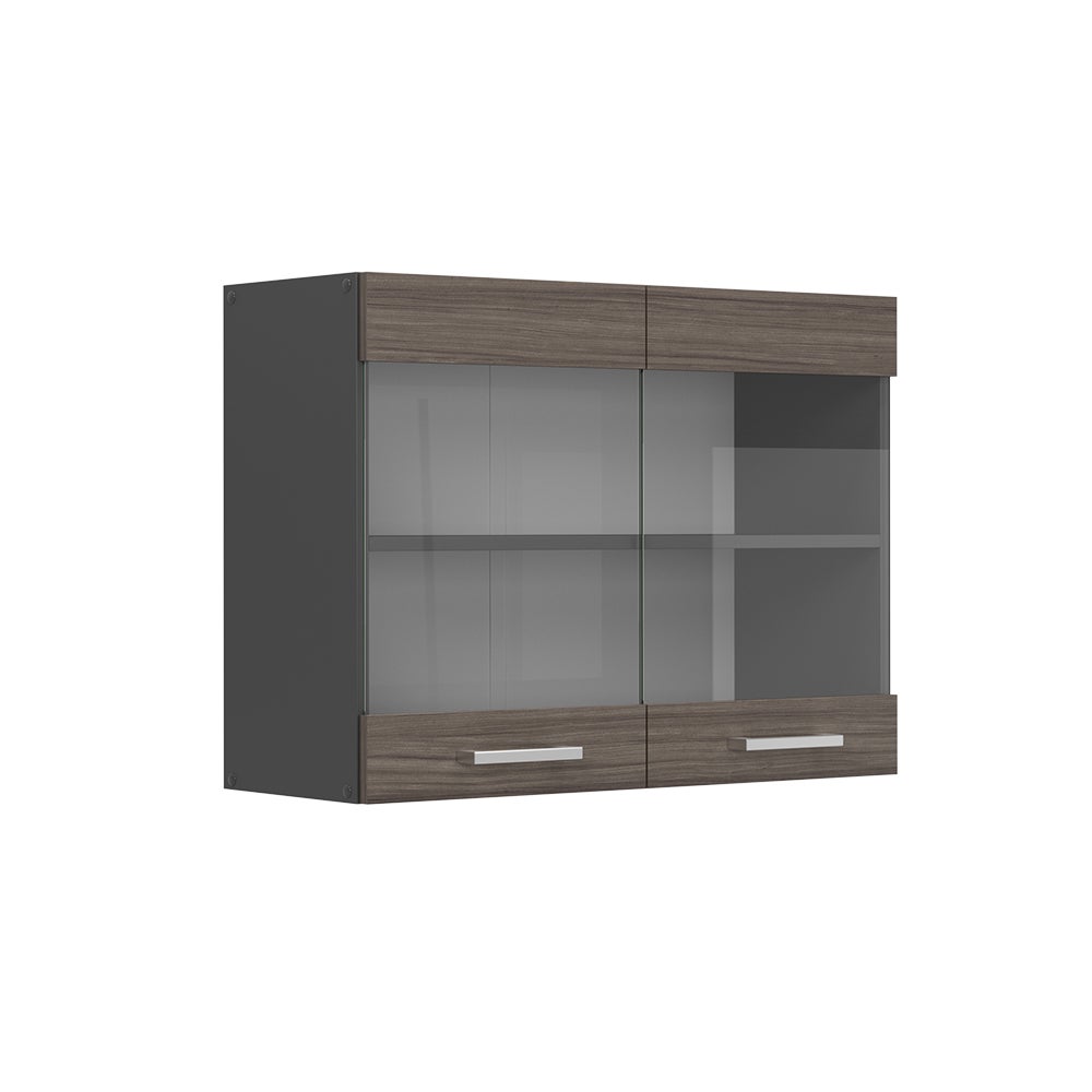 Vicco Szklana szafka kuchenna R-Line, Szlachetna szarość, 80 cm