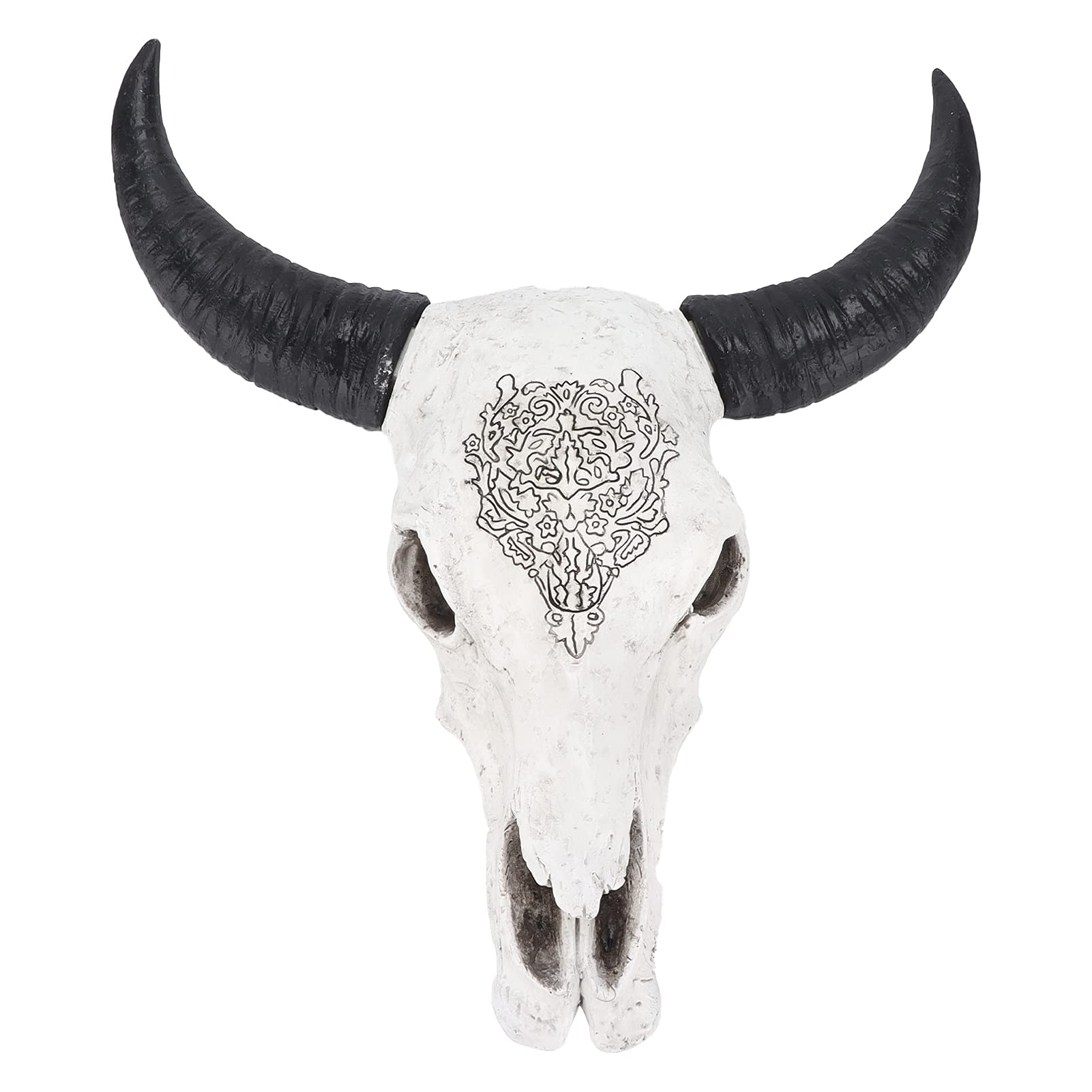 Baluue Scultura Da Parete Teschio Di Mucca Con Corna – Ornamento In Resina Bianca 21,5 Cm – Decorazione Western Per Casa, Ufficio E Halloween - 4