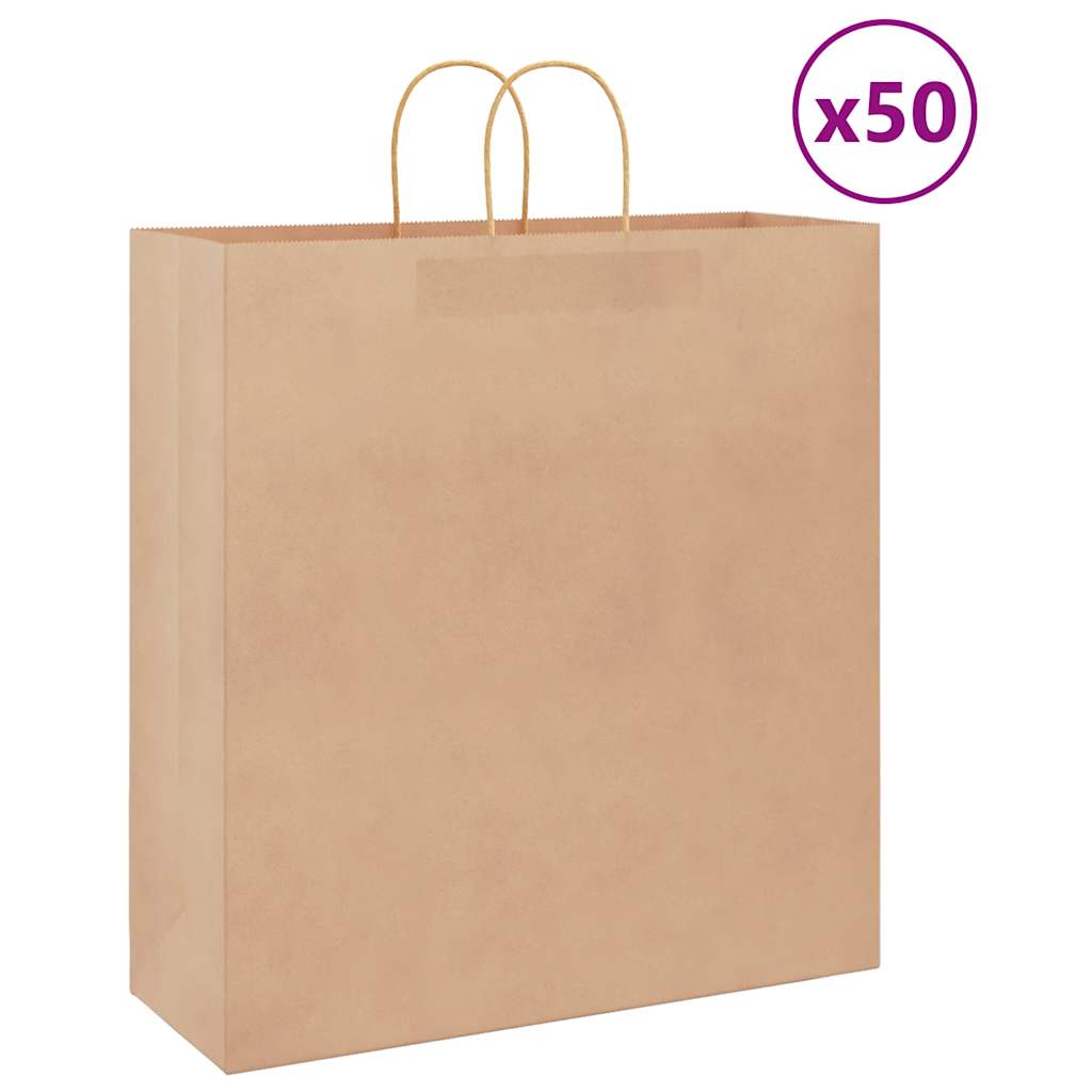 Lot De 300 Grands Sacs En Kraft Avec Poignées – 12x7x14 Pouces, Parfait Pour Le Retail