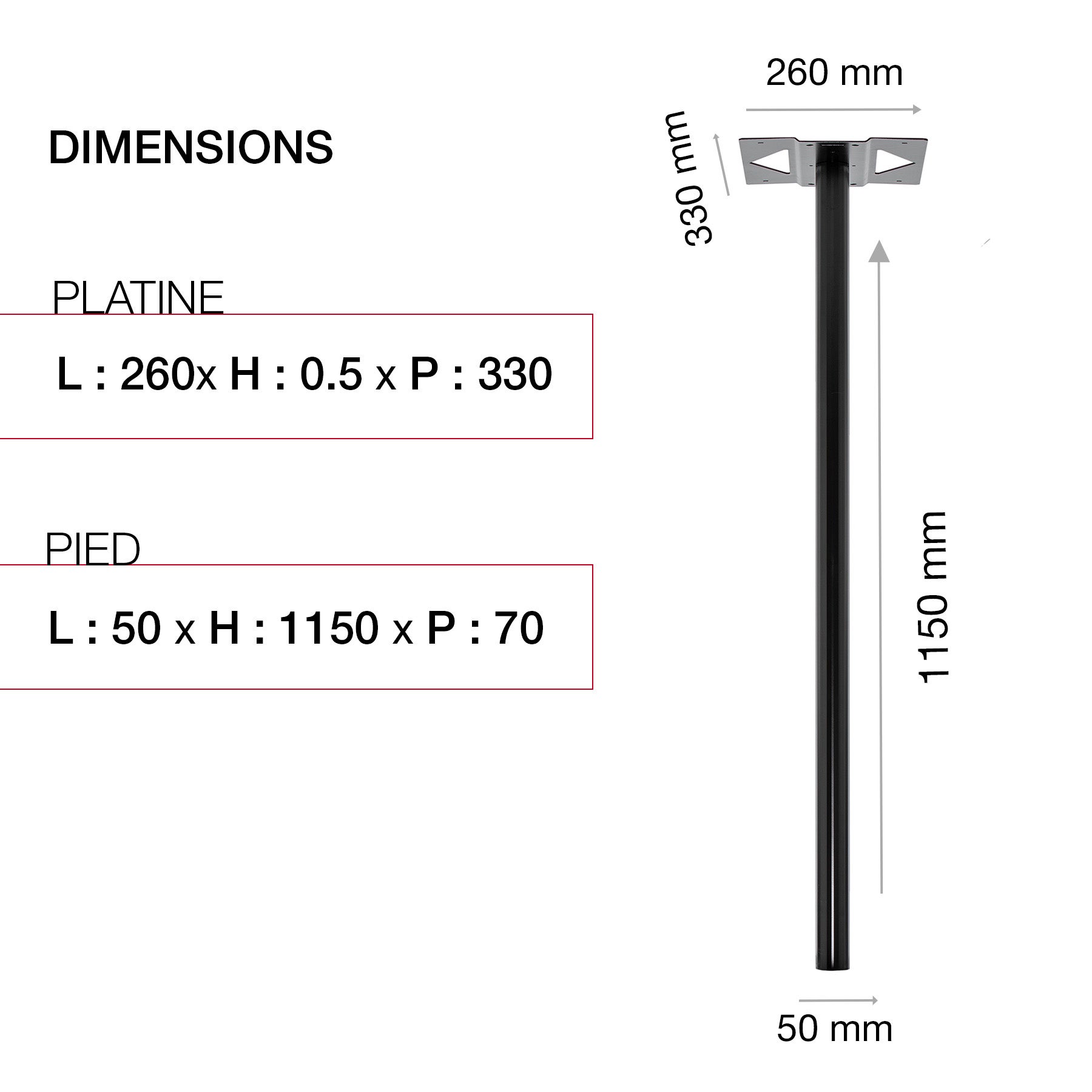 Piede H.116 X L.33 X P.5 Cm Renz, Nero - 6