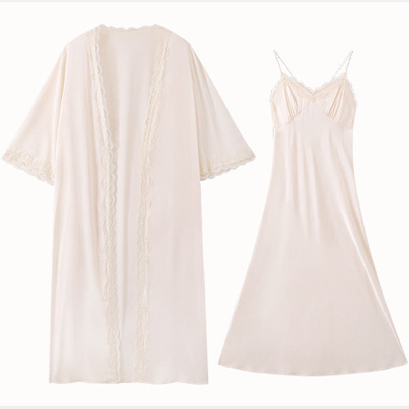 Peignoir de bain kimono en satin et soie pour femme - 3