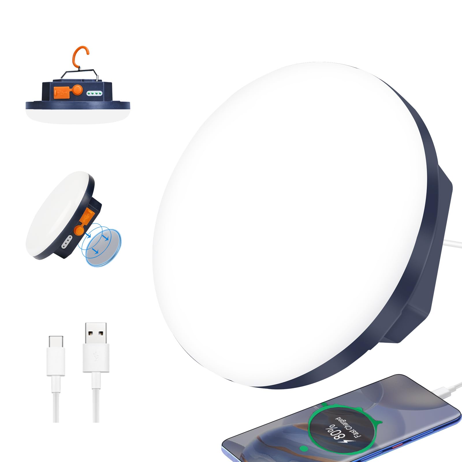 Przenośna lampa kempingowa 9900mAh Power Bank 2000LM Lampa ładowalna IP65 LED do pracy, polowania, wędkowania, wędrówek, nagłych wypadków, awarii