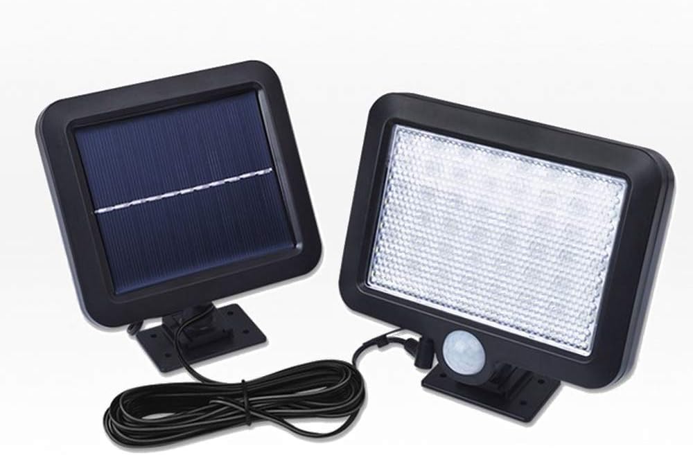 Lampa solarna z czujnikiem ruchu z oddzielnym panelem słonecznym, 56 diod LED zasilanych energią słoneczną do werandy, patio, garażu i podjazdu