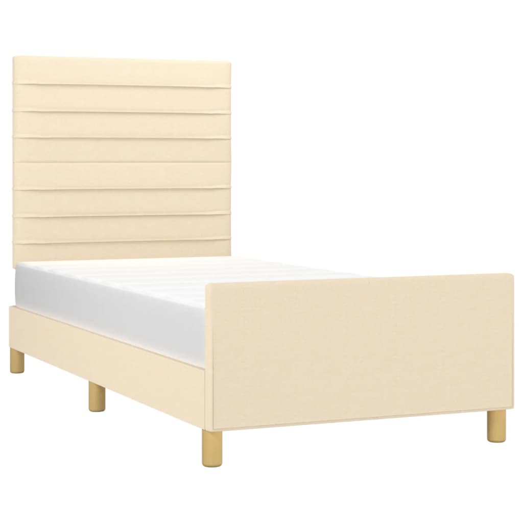 Cadre de lit sans matelas en tissu crème, pour la chambre, 100 × 200 cm - 3