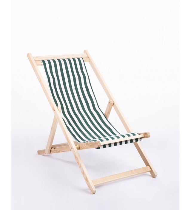 Sdraio in Legno grezzo tela Bianco e verde a riga larga Forte Dei Marmi-Nardini Forniture
