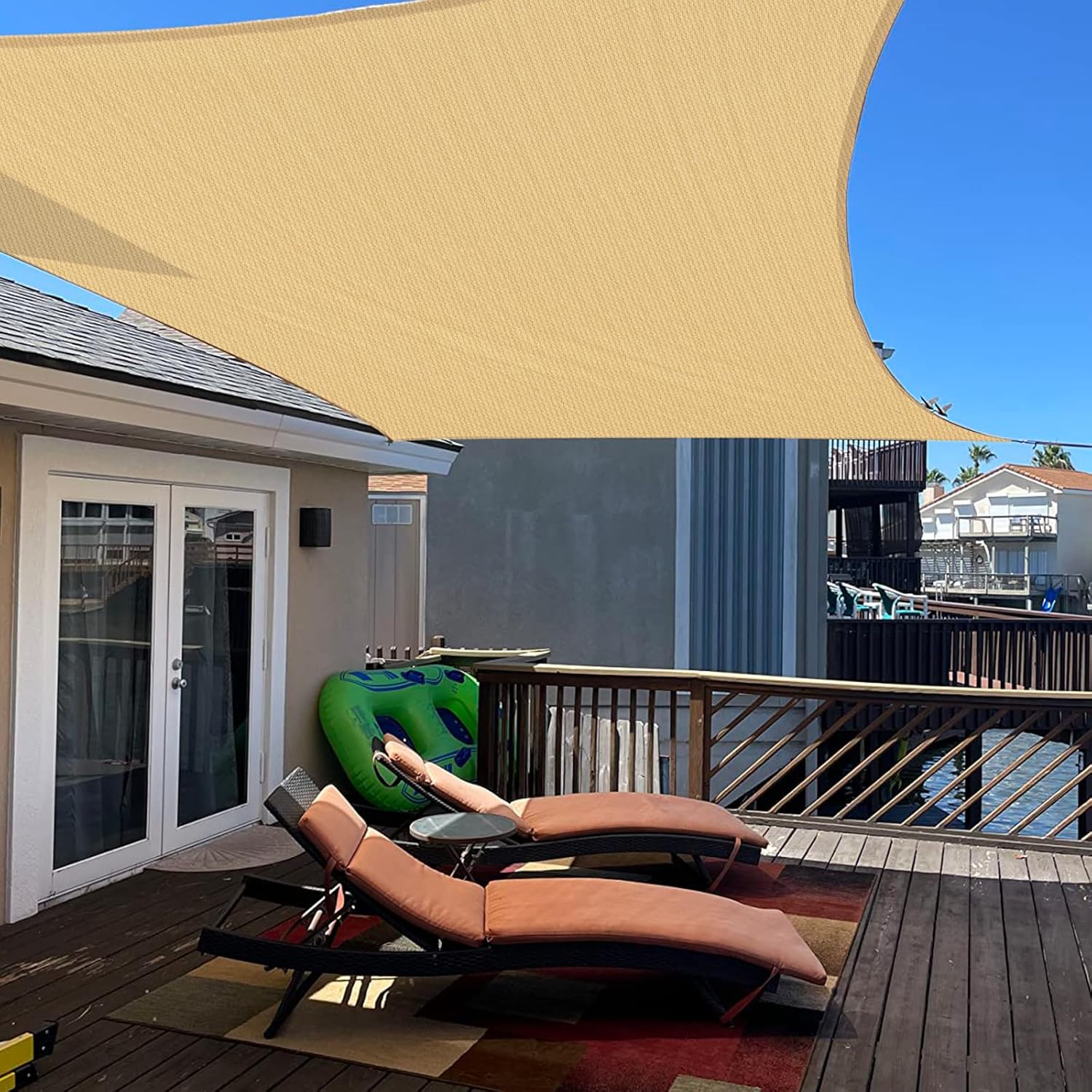 Żagiel przeciwsłoneczny 3x4m, oddychająca tkanina, ochrona przed promieniowaniem UV, na patio, balkon, do ogrodu, na zewnątrz, khaki