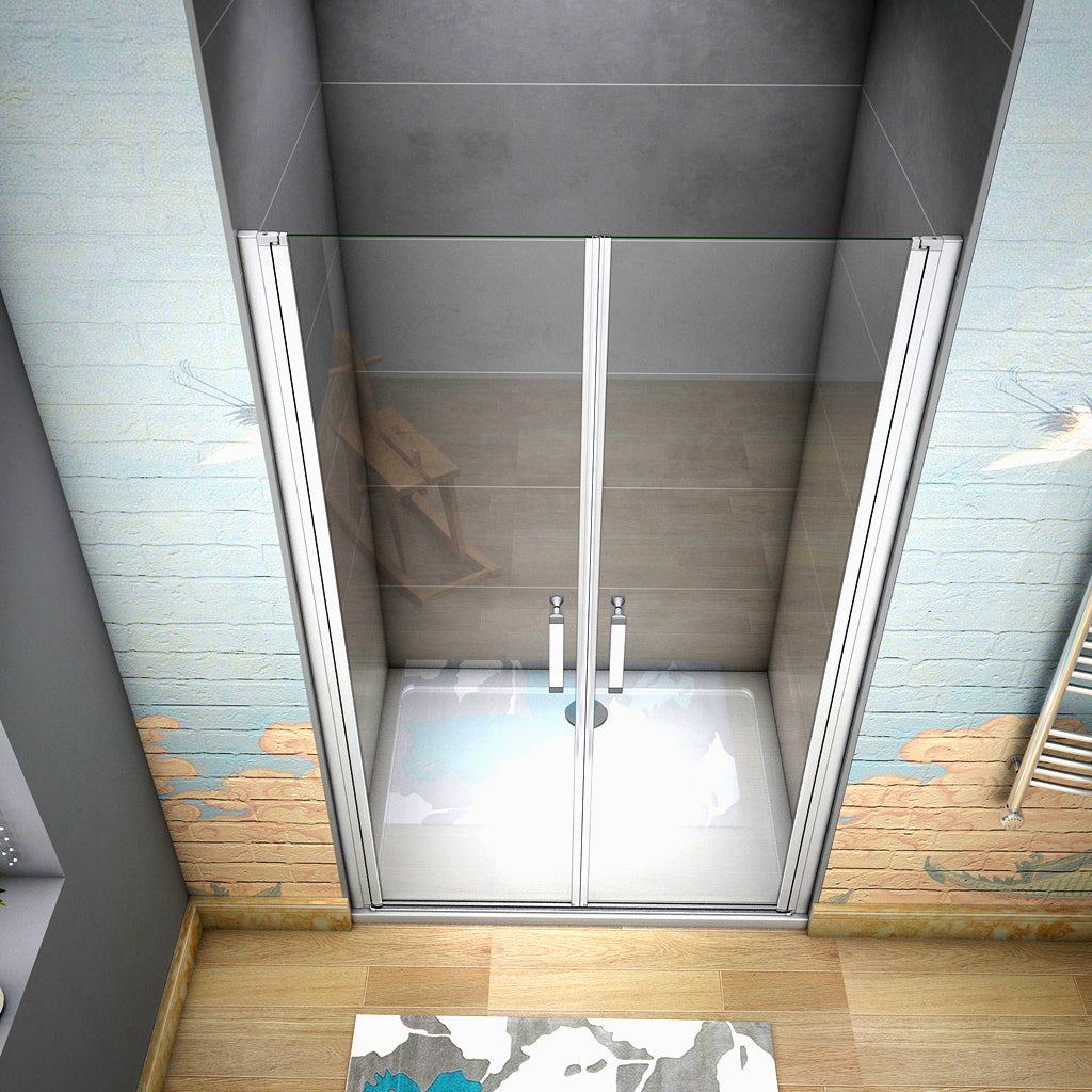 185 cm Box doccia per Nicchia Porta Battente 2 Ante Saloon Vetro Temperato 5 mm Trasparente Profilo in Alluminio Argento Opaco 100 cm - 4