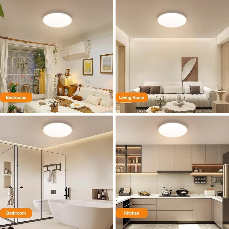 Plafoniera LED ultra sottile IP44 (confezione da 2) - Bianca, 36 W, luce neutra 4500 K - 4