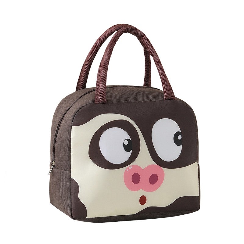 Geanta frigorifica pentru copii Flippy, cu model porc, maro, 22x14x19 cm