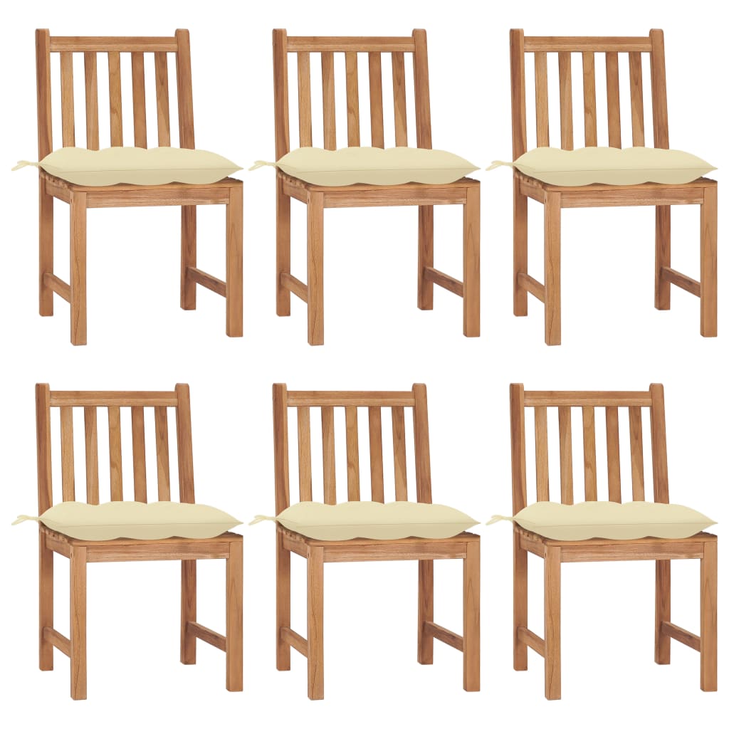 Chaises de jardin 6 pcs avec coussins Bois de teck massif - 2