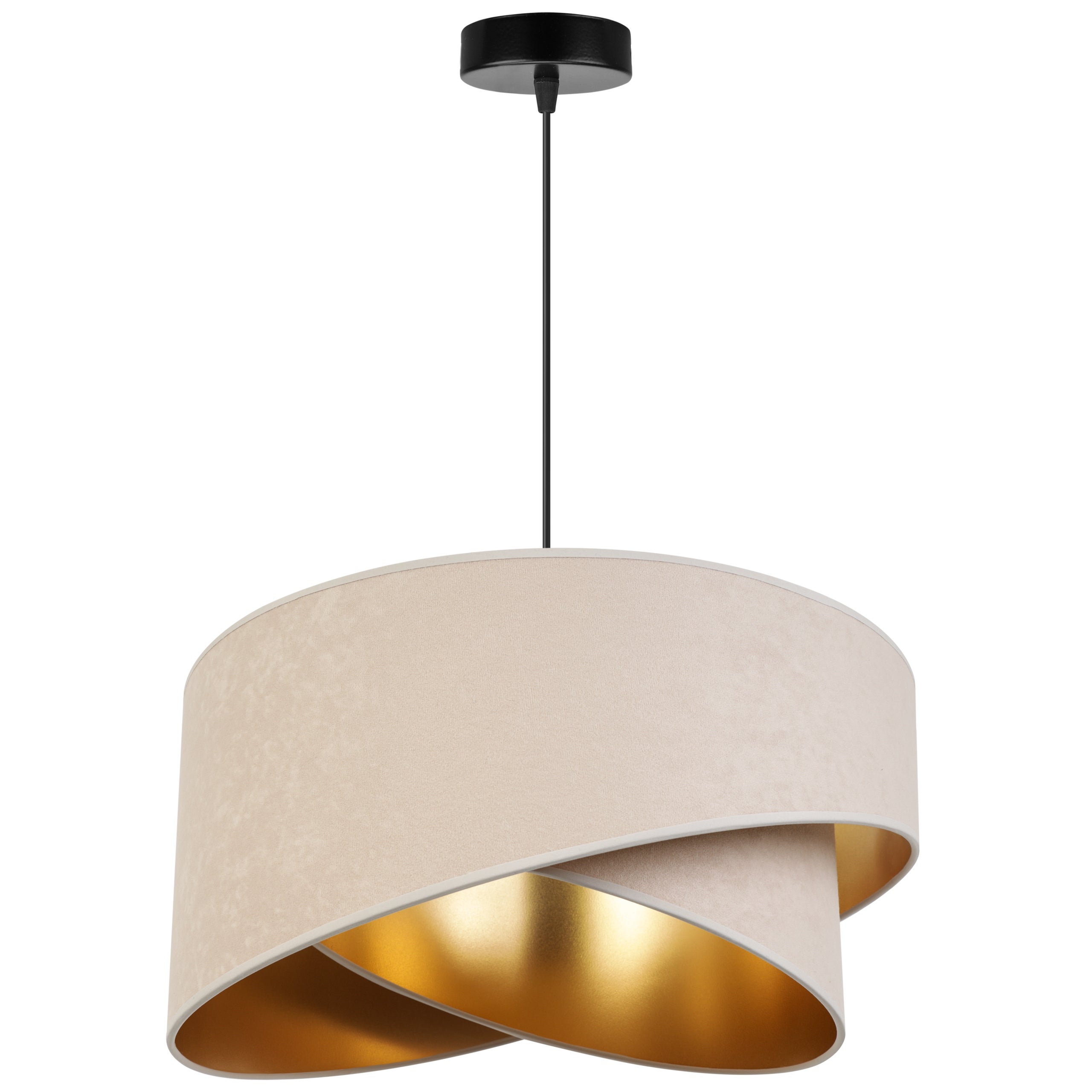 Lampa sufitowa wisząca elegance welur 1xE27 klosz niesymetryczny złoto/biały Light Home LH - 6