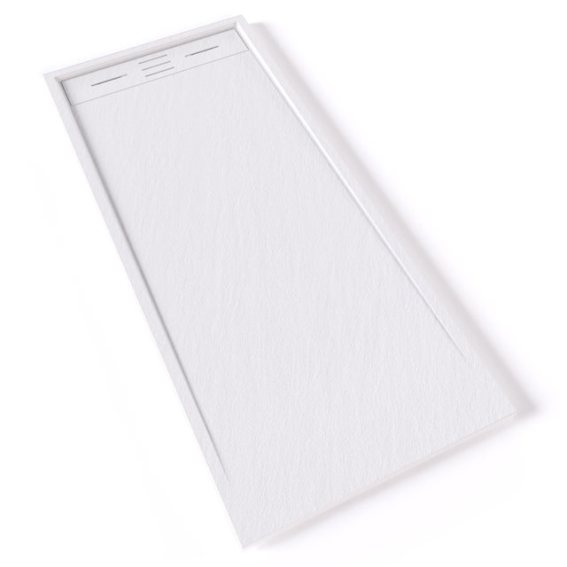 HIEMAL Receveur de douche 70 x 160 cm résine Blanc aspect ardoise + bonde incluse - Salle de bain
