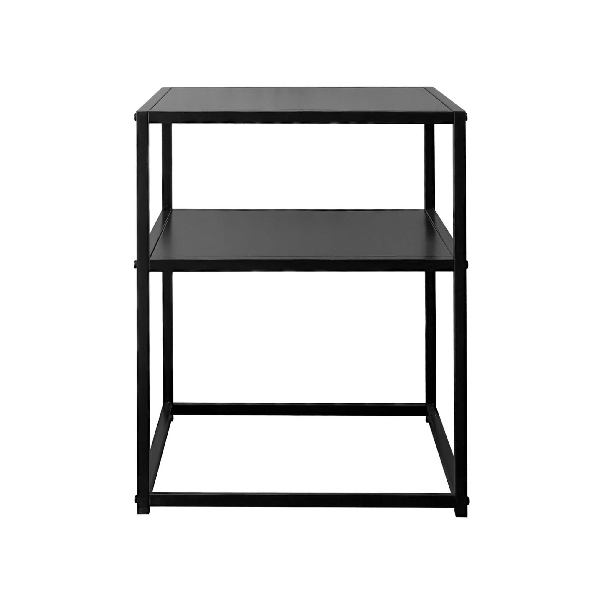Mesita de noche de metal con estantería, Industrielle, Negro, 43x40x52 cm - 5