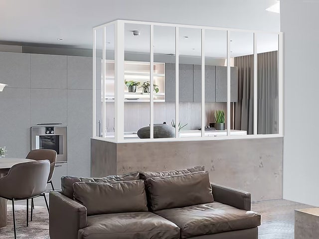 Verrière d'angle atelier en aluminium thermolaqué blanc 180 x 60 x 105 cm (L x l x H) – BAYVIEW