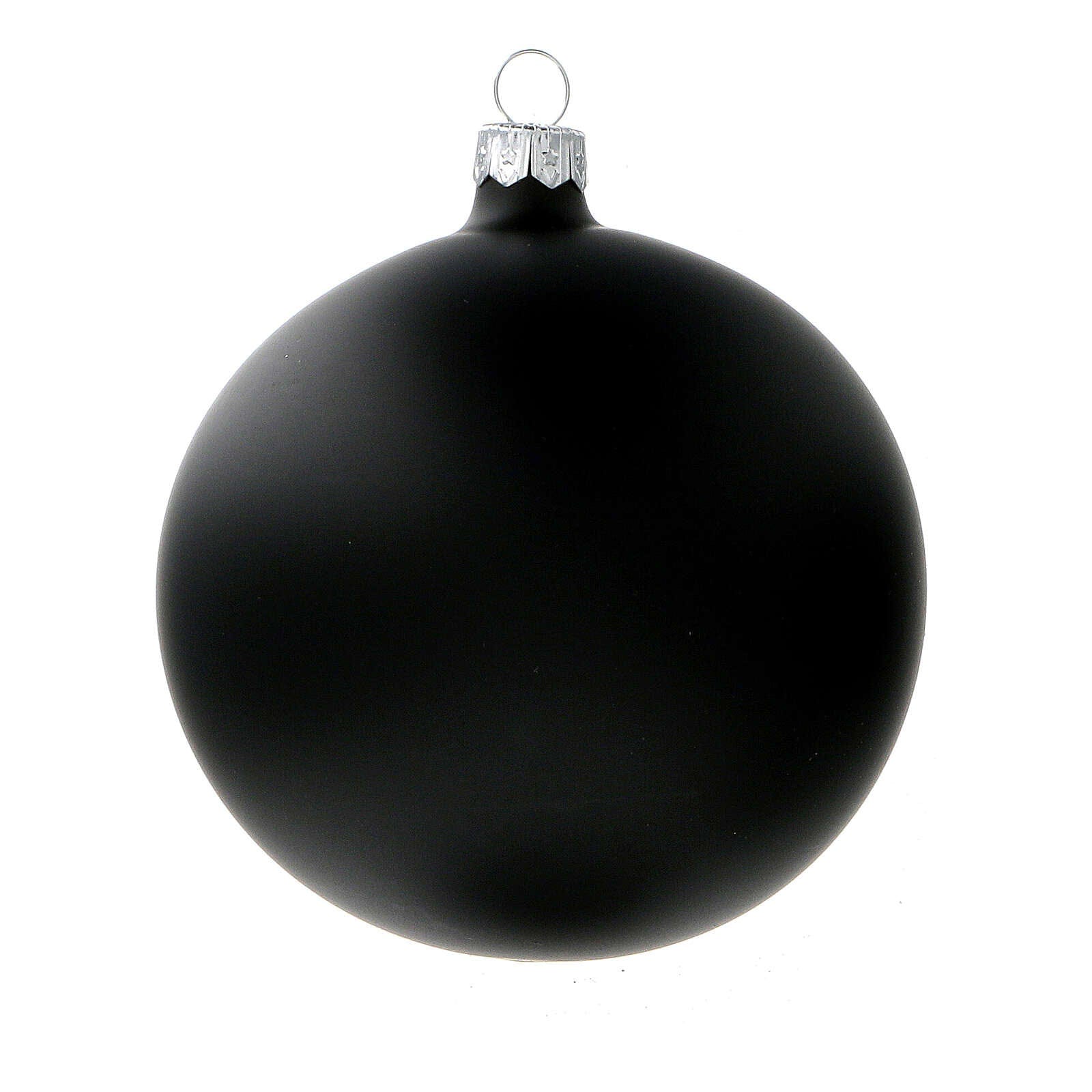 Boule de Noël en Verre Noir Opaque et transparent (Lot de 4 Boule de Noël en Verre Noir Opaque et transparent (Lot de 4