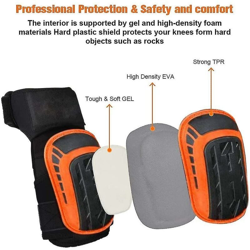 Joelheiras de trabalho, joelheiras profissionais, equipadas com tiras fortes e antiderrapantes para fornecer proteção - 2