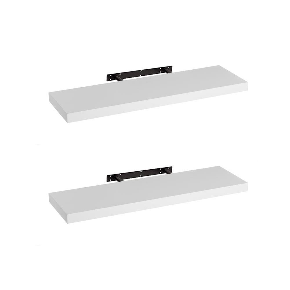 Lot de 2 étagères murales blanches sans perçage, étanches, pour salle