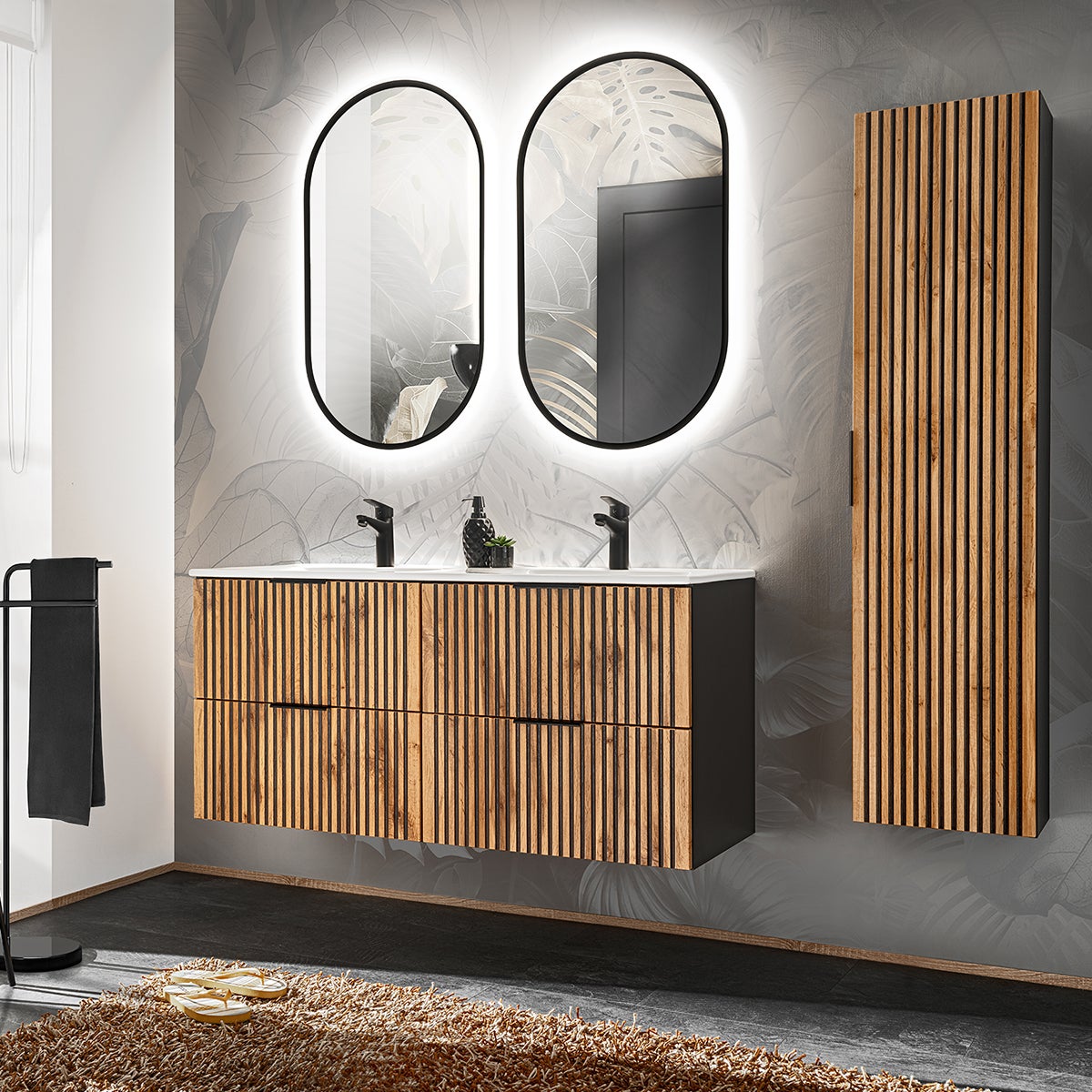 Meuble sous-vasque 120cm Gaia Bois et Noir - 4