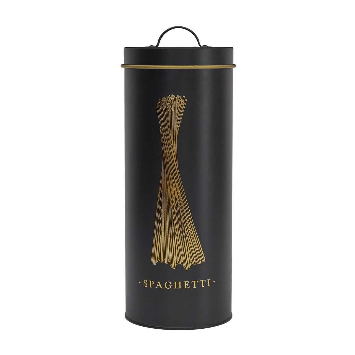Boîte De Conservation Pâtes Liberty – Grand Format Émail Noir Mat 9,5 L – Style Vintage Élégant