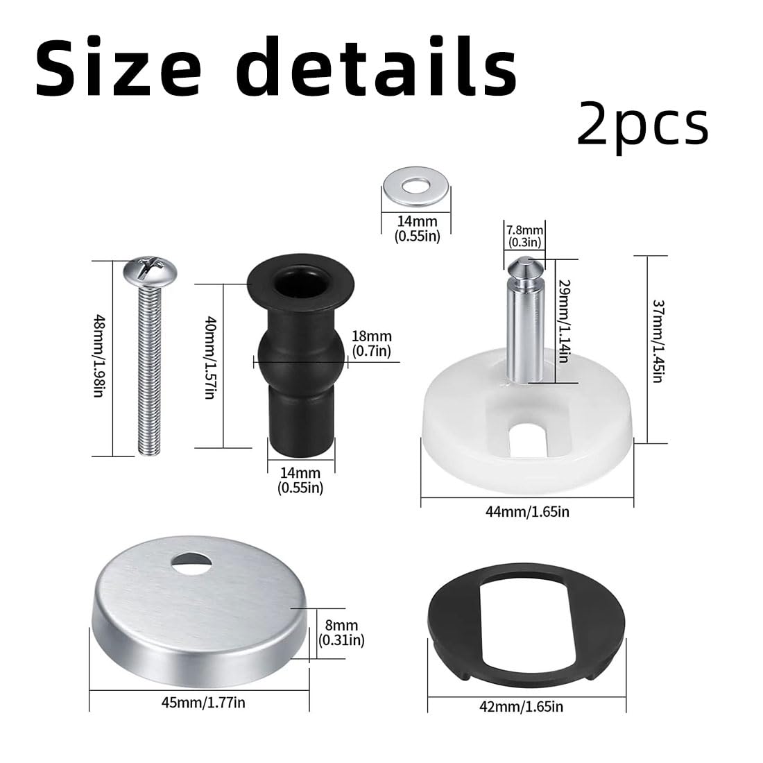 Kit Cerniere Per Sedile WC - Sgancio Rapido In Lega Di Zinco, Adatto Per Fori 7-8mm, Fissaggio Superiore - Foto 3