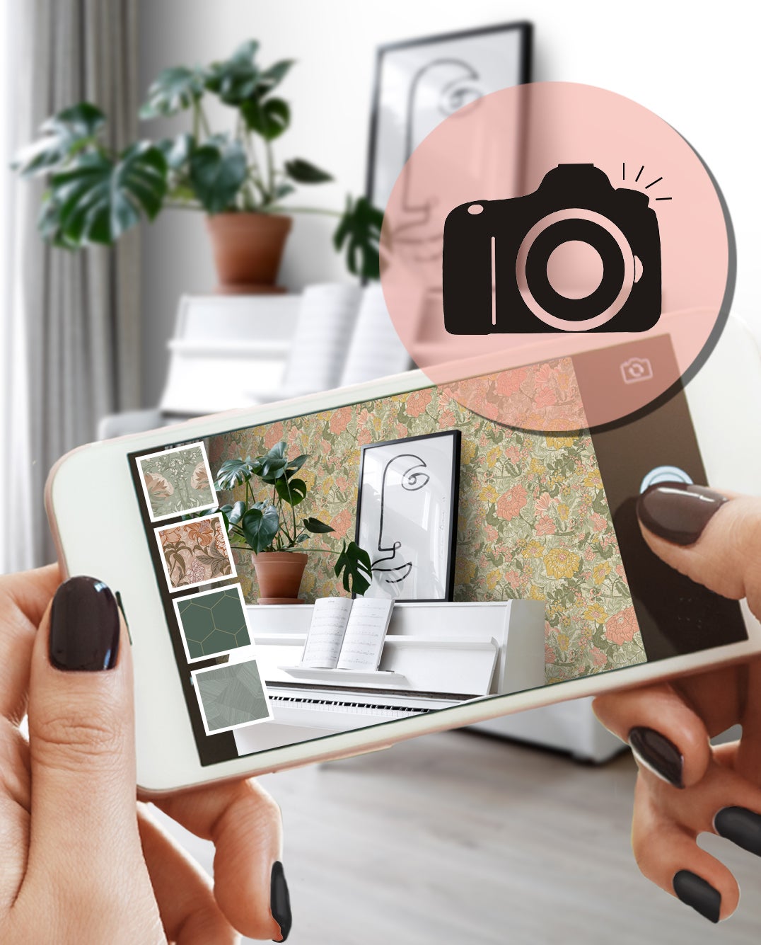 Papier peint fleurs vintage vert grisé, rose et jaune ocre - 50 x 900 cm - ESTAhome - 4