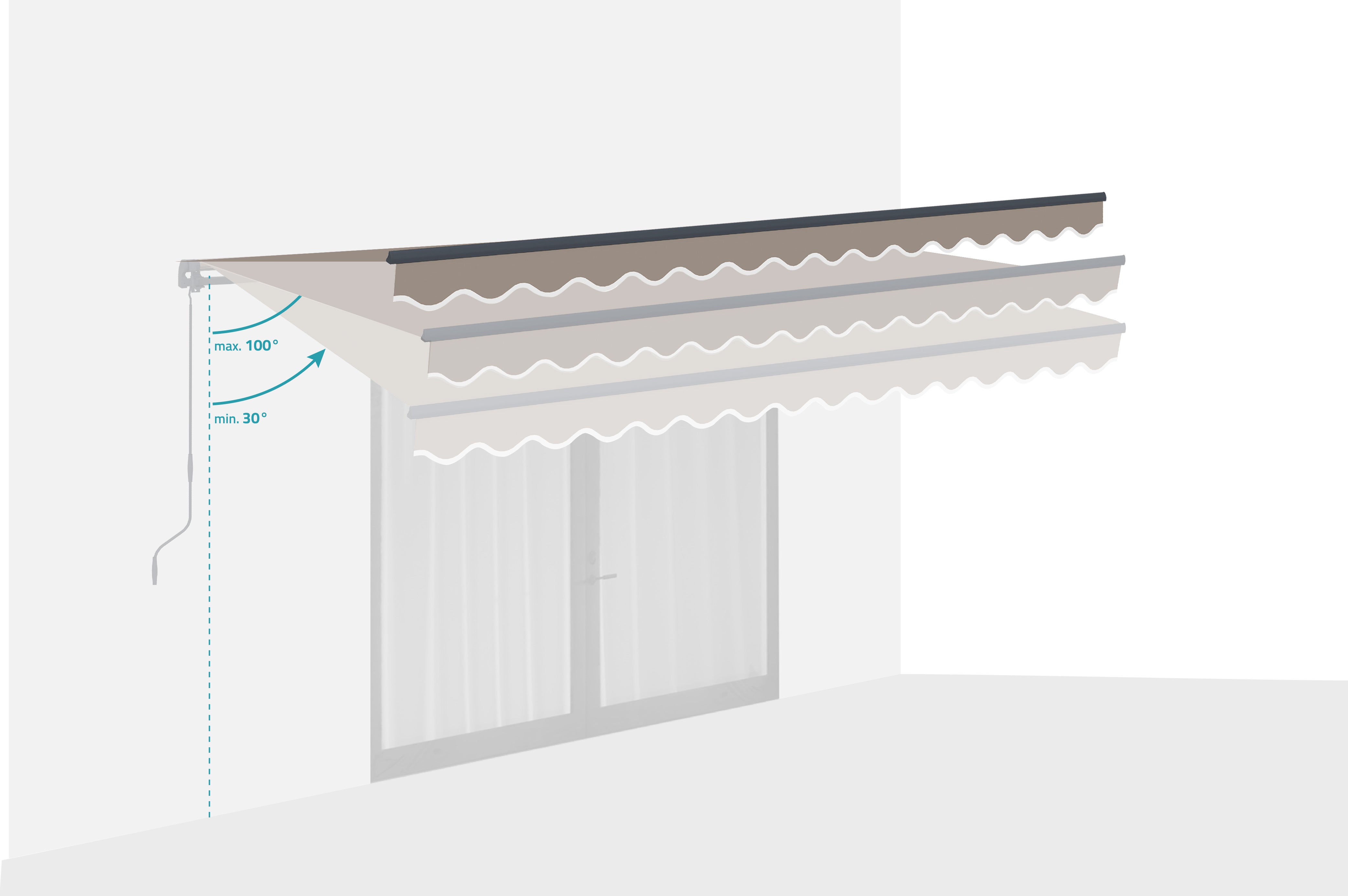 Store banne monobloc VECCHIO 4m x 3m - Toile premium 320g/m2 Taupe - 6