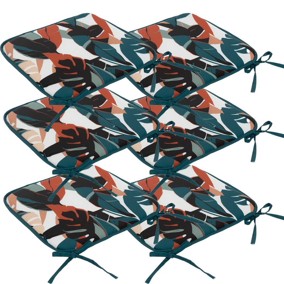 Lot De 4 Galettes De Chaise 16 Points 38x38 Gaia Cognac Coton