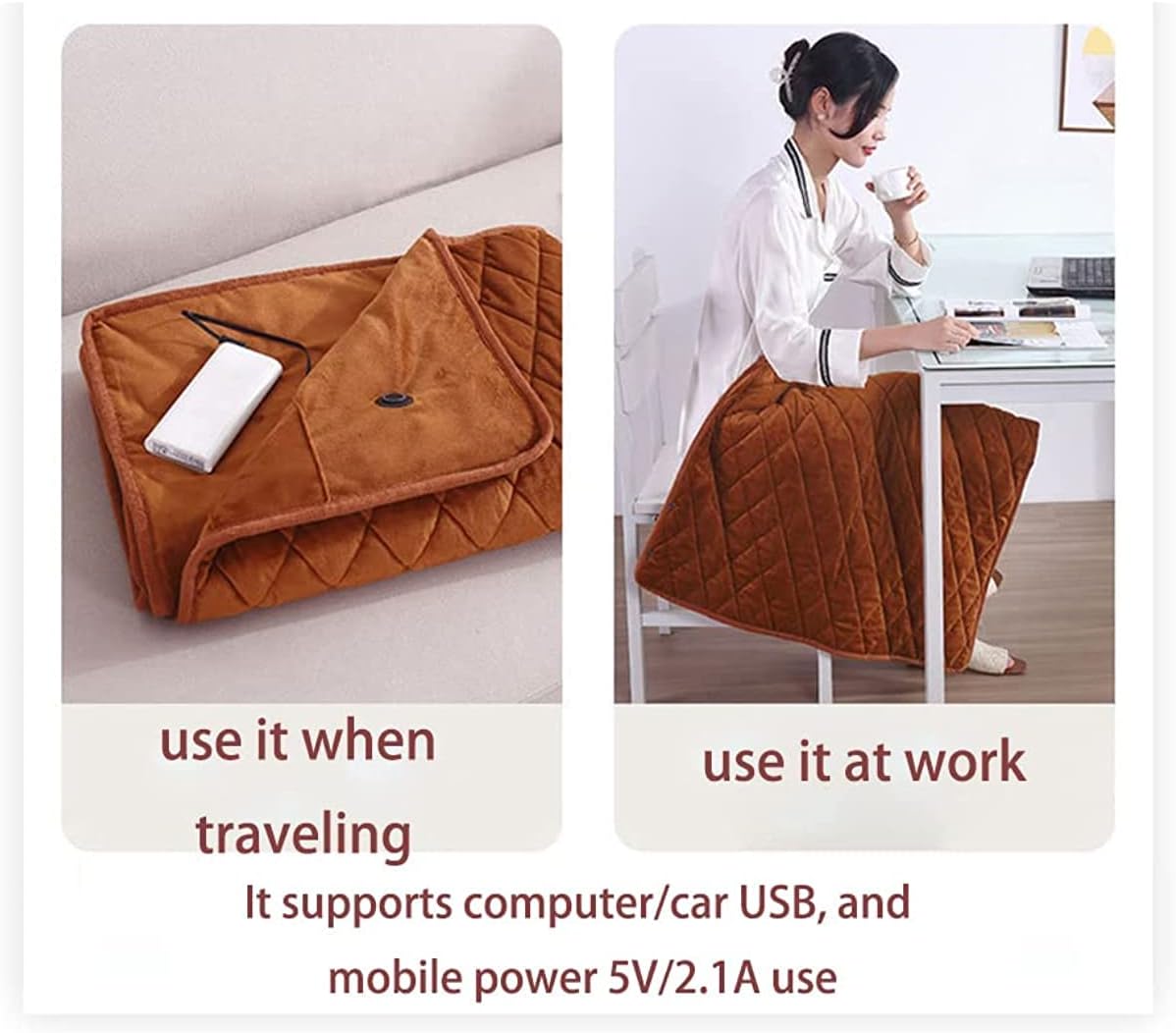 Coperta elettrica singola, 75x120 cm, coperta riscaldata, alimentazione tramite USB, 5 V, risparmio energetico, 3 impostazioni di temperatura, morbid - 3