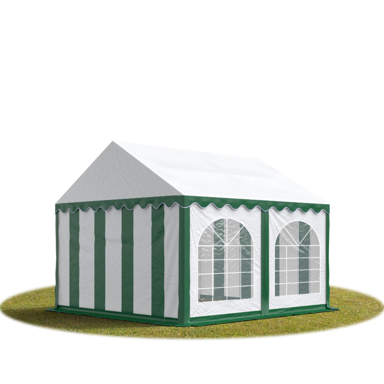 Namiot festynowy imprezowy 3x4 m PREMIUM, wysokiej jakości plandeka PVC 750 N, zielono-biały, 100% wodoodporny, z ramą podłogową