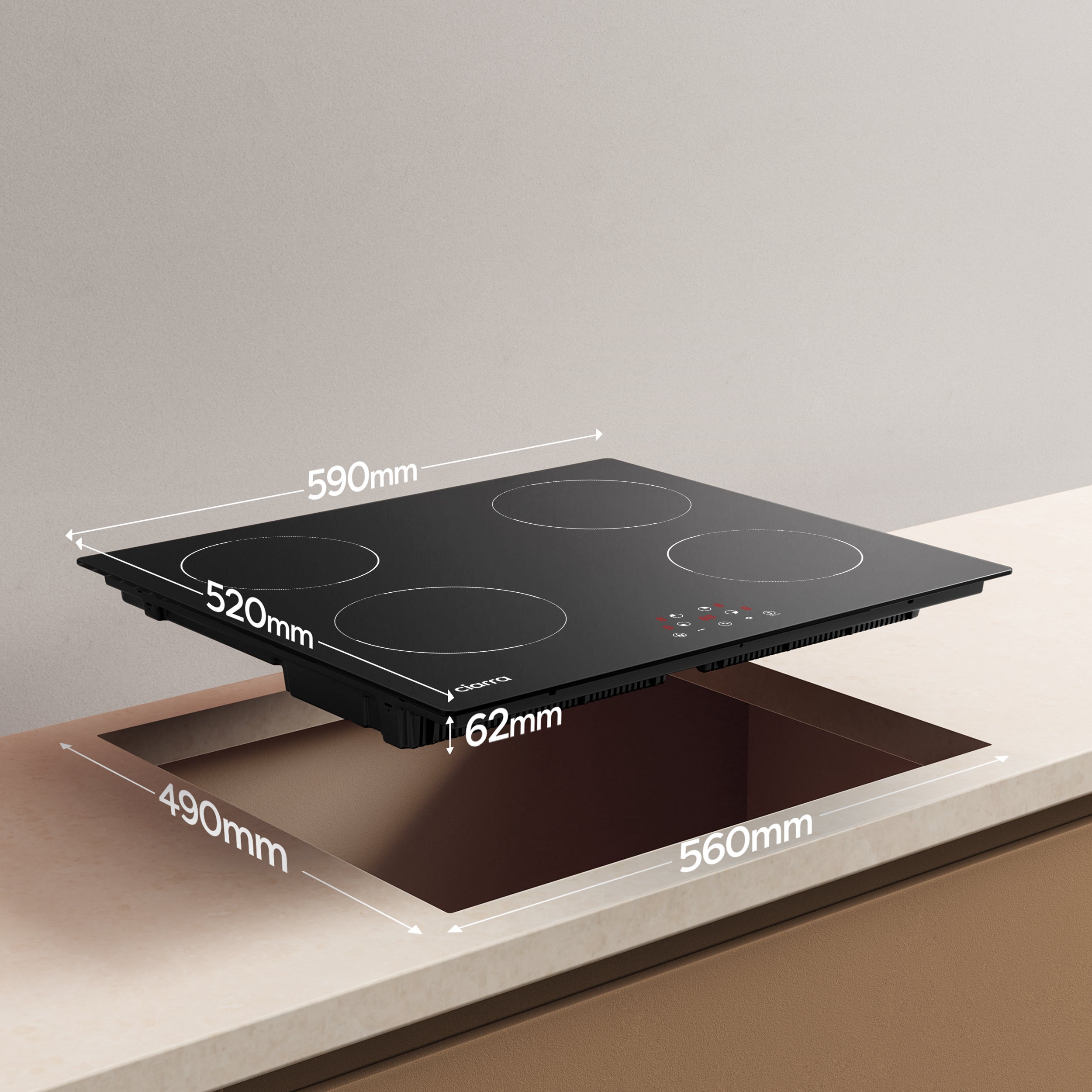 CIARRA Placa de Indução 59Cm 6000W Timer Touch Button CD4BIH-D - 9