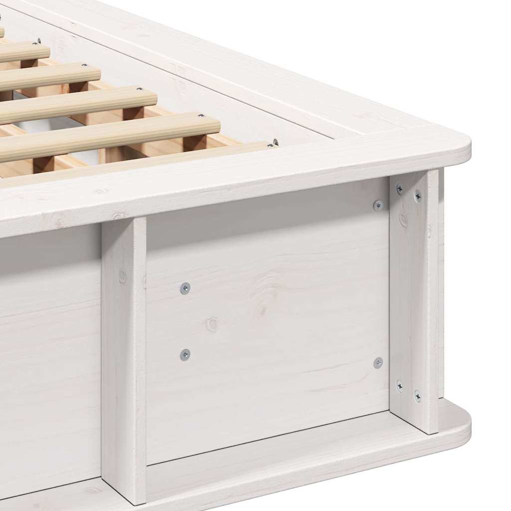 Cadre de lit blanc en bois de pin massif pour la chambre, 140 × 200 cm - 9