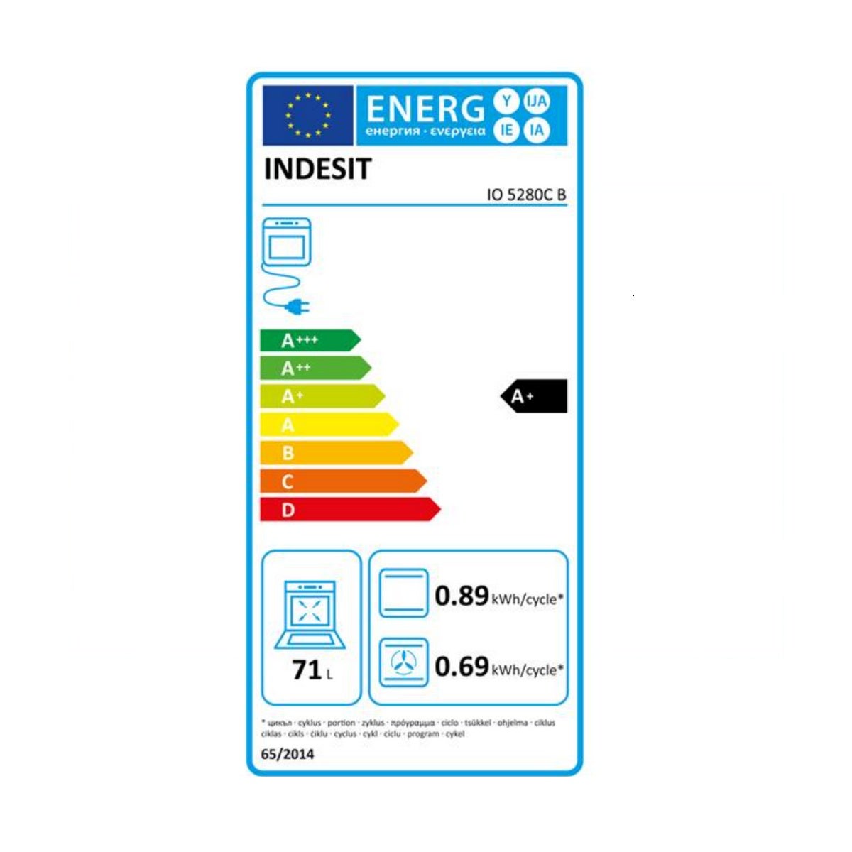 Four intégrable multifonction 71l 60cm catalyse noir - Indesit IO5280CB - 2
