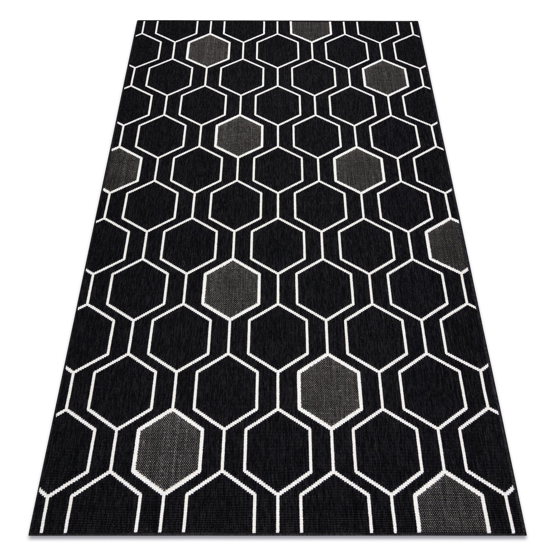 Dywan SPRING 20404993 Hexagon sznurkowy, pętelkowy - czarny 120x170 cm