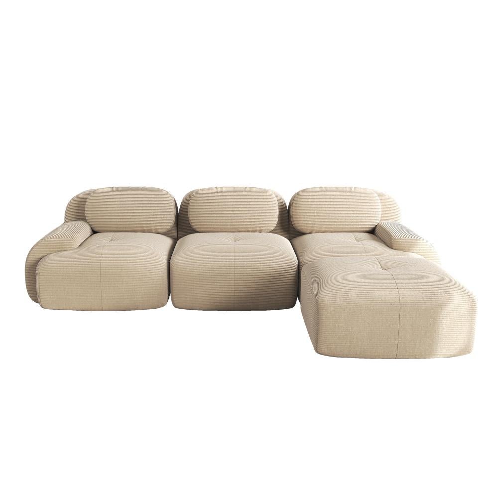 Canapé d’angle modulable ergonomique en tissu côtelé, adapté aux animaux, rembourrage haute élasticité 32D, pour salon et chambre - 4